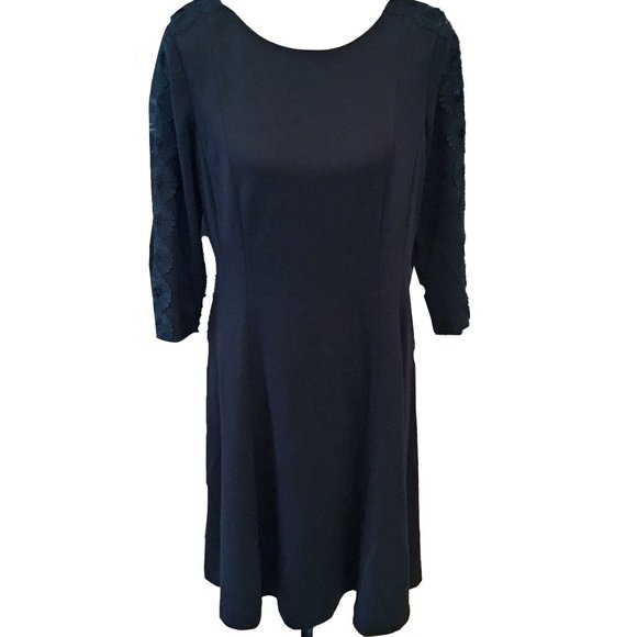 Talbots Long-Sleeve Lace Accented Black Dress. 12p - Picture 1 of 9